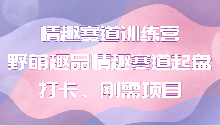 情趣赛道训练营 野萌趣品情趣赛道起盘打卡、刚需项目-ST-智库魔方