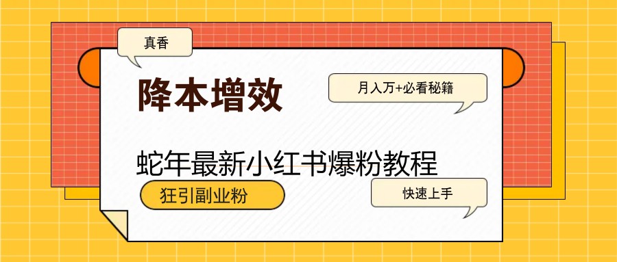蛇年最新小红书爆粉教程，狂引副业粉，月入万+必看-ST-智库魔方