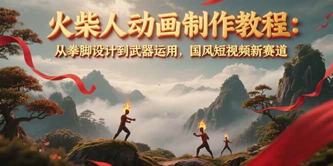 火柴人动画制作教程：从拳脚设计到武器运用，国风短视频新赛道-ST-智库魔方