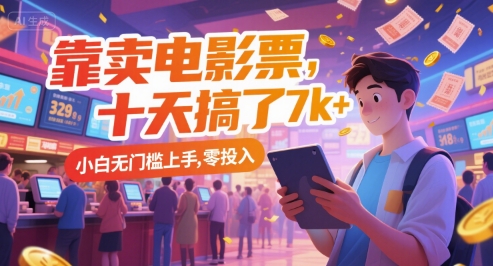 靠卖电影票，十天搞了7k+，小白无门槛上手，零投入-ST-智库魔方