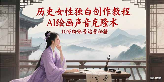 历史女性独白创作教程，AI绘画声音克隆术，10万粉账号运营秘籍-ST-智库魔方