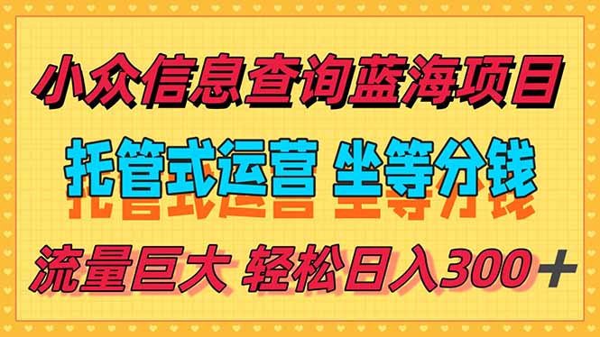 稳定日入300＋，小众信息查询蓝海项目，全程懒人式托管，解放你的时间-ST-智库魔方