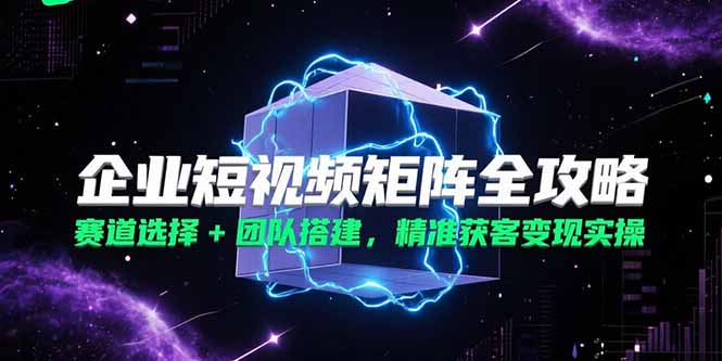 企业短视频矩阵全攻略，赛道选择+团队搭建，精准获客变现实操-ST-智库魔方