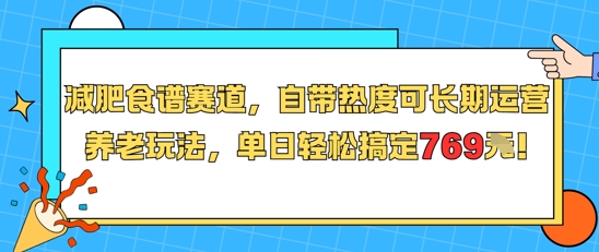 减肥食谱赛道，自带热度可长期运营，养老玩法，单日轻松搞定769-ST-智库魔方