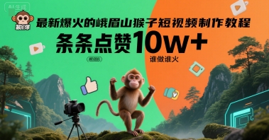 最新爆火的峨眉山猴子短视频制作教程，条条点赞10w+，谁做谁火【教程+提示词】-ST-智库魔方