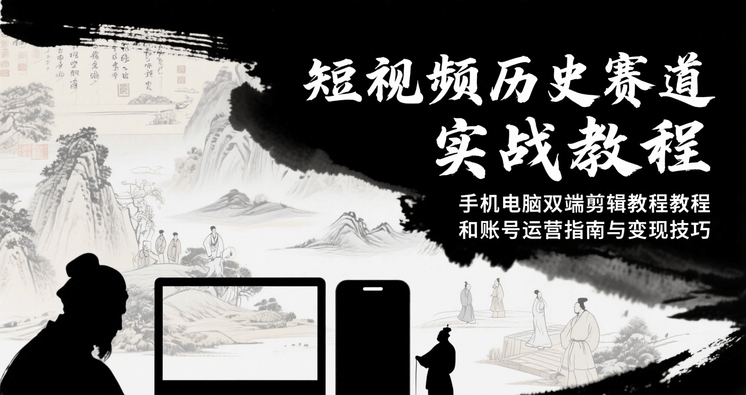 短视频历史赛道实战教程，手机电脑双端剪辑教程和账号运营指南与变现技巧-ST-智库魔方