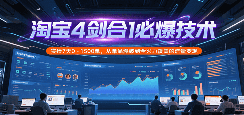 淘宝4剑合1必爆技术，实操7天0-1500单，从单品爆破到全火力覆盖的流量变现-ST-智库魔方