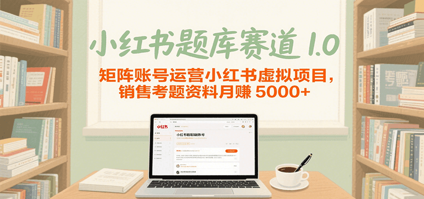 小红书题库赛道1.0，矩阵账号运营小红书虚拟项目，销售行业资格证考题资料月赚5000+-ST-智库魔方