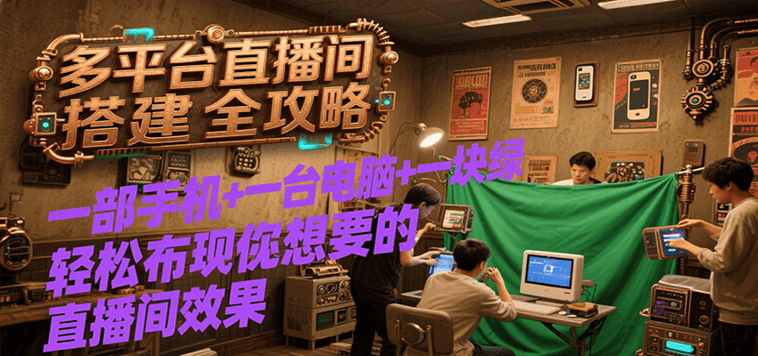 多平台直播间搭建全攻略，一部手机+一台电脑+一块绿布轻松实现你想要的直播间效果-ST-智库魔方