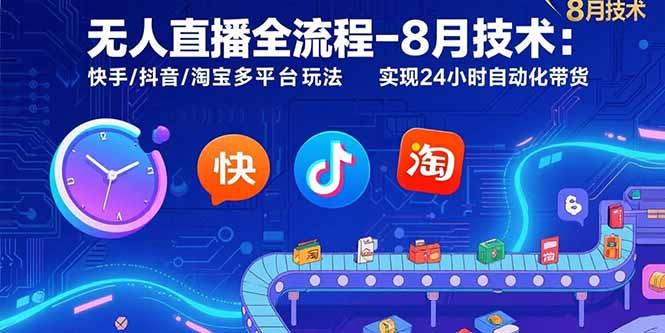 无人直播全流程-8月技术：快手/抖音/淘宝多平台玩法 实现24小时自动化带货-ST-智库魔方