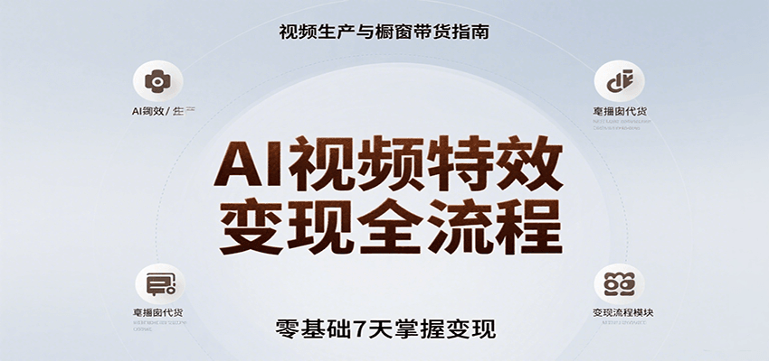AI视频特效变现全流程，零基础7天掌握视频生产到橱窗带货变现-ST-智库魔方