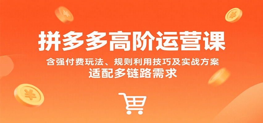 拼多多高阶运营课，含强付费玩法、规则利用技巧及实战方案，适配多链路需求-ST-智库魔方