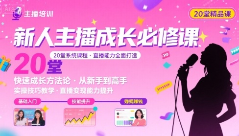 新人主播必学的20堂培训课，让主播快速成长的必学课程，帮你直播能力快速打造的实操方法-ST-智库魔方