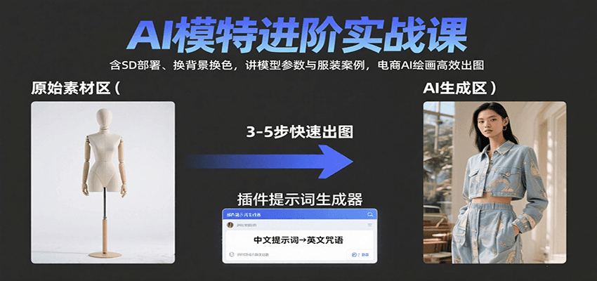 AI模特进阶实战课：含SD部署、换背景换色，讲模型参数与服装案例，电商AI绘画高效出图-ST-智库魔方