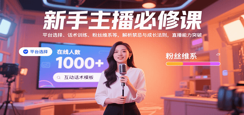 新手主播必修课：平台选择、话术训练、粉丝维系等，解析禁忌与成长法则，突破直播能力-ST-智库魔方