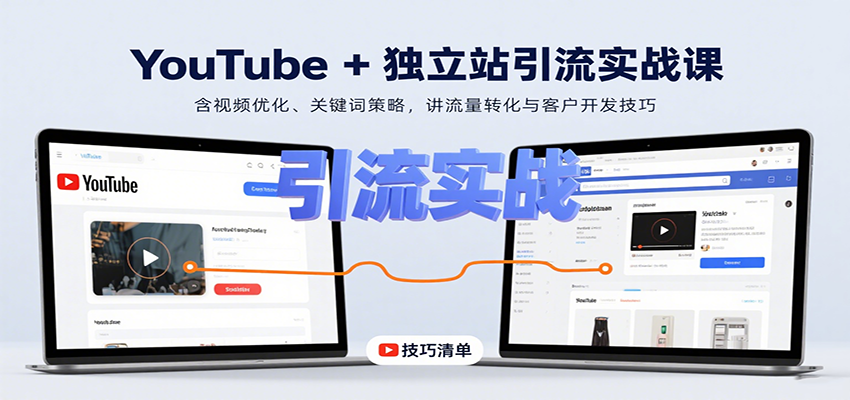 YouTube+独立站引流实战课：含视频优化、关键词策略，讲流量转化与客户开发技巧-ST-智库魔方