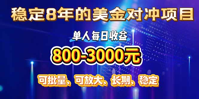 稳定8年的美金对冲创业项目，单人每日收益800-3000，小众暴力项目-ST-智库魔方