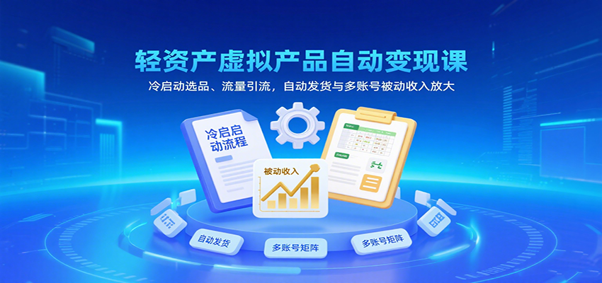 轻资产虚拟产品自动变现课，冷启动选品、流量引流，自动发货与多账号被动收入放大-ST-智库魔方