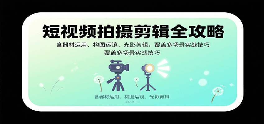 短视频拍摄剪辑全攻略：含器材运用、构图运镜、光影剪辑，覆盖多场景实战技巧-ST-智库魔方